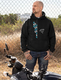 This black hoodie is soft, smooth and stylish. It is the perfect choice for the cooler evenings, the early morning jump of when you want a bit extra. It has soft cotton faced fabric, double fabric hood with self colour drawstring and front pouch pocket. It has a jade/white building and 'send it' shaped as a parachute printed on front.