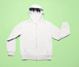 White zoodie with print on the back. This 321 cya unisex hoodie is just right when you need a little bit extra. It has a modern fit, hood, kangaroo pocket and front zip. It has soft cotton faced fabric and double fabric hood with self colour drawcord. The zip is a covered full length with self colour twill tape puller. A very comfortable hoodie that is a well worth buy!