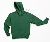 Green zoodie with print on the back. This 321 cya unisex hoodie is just right when you need a little bit extra. It has a modern fit, hood, kangaroo pocket and front zip. It has soft cotton faced fabric and double fabric hood with self colour drawcord. The zip is a covered full length with self colour twill tape puller. A very comfortable hoodie that is a well worth buy!