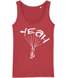 A great womens skydiver tank top in red with print of 'YEAH BUDDY' formed as a skydiver. It has a fitted style and consists of 100% organic ring-spun combed cotton. It is available in several colours and is a brilliant choice for the warmer days or under a zoodie!