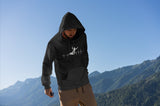 This black hoodie is soft, smooth and stylish. It is the perfect choice for the cooler evenings, the early morning jump of when you want a bit extra. It has soft cotton faced fabric, double fabric hood with self colour drawstring and front pouch pocket. a heartbeat and basejumper printed on the front.