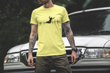 This yellow unisex t-shirt with black print is everything you have dreamed of and more. It feels soft and lightweight with the right amount of stretch. It is comfortable and flattering for both men and women and with heartbeat with a basejumper print on the front. Available in several colours.