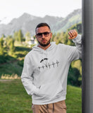 This white hoodie with black heartbeat and skydiver is soft, smooth and stylish. It is the perfect choice for the cooler evenings, the early morning jump of when you want a bit extra. It has soft cotton faced fabric, double fabric hood with self colour drawstring and front pouch pocket. a heartbeat and skydiver printed on the front.