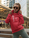 This red hoodie is soft, smooth and stylish. It is the perfect choice for the cooler evenings, the early morning jump of when you want a bit extra. It has soft cotton faced fabric, double fabric hood with self colour drawstring and front pouch pocket. It has a building and 'send it' shaped as a parachute printed on front.