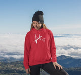 This red hoodie is soft, smooth and stylish. It is the perfect choice for the cooler evenings, the early morning jump of when you want a bit extra. It has soft cotton faced fabric, double fabric hood with self colour drawstring and front pouch pocket. It has a bridge and ‘SEND IT’ shaped as a skydiver printed on front.