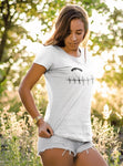 This white unisex t-shirt with black print is everything you have dreamed of and more. It feels soft and lightweight with the right amount of stretch. It is comfortable and flattering for both men and women and with heartbeat with a skydiver print on the front. Available in several colours.