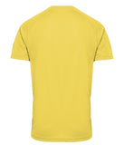 Yellow super BASE sporty t-shirt designed with wicking fabric technology and mesh panels to give ventilated comfort during an active lifestyle. Mesh panels on reverse and under arms, crew neck and short raglan arms. This t-shirt is comfortable and has a flattering fit.
