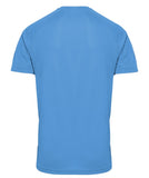 Blue super BASE sporty t-shirt designed with wicking fabric technology and mesh panels to give ventilated comfort during an active lifestyle. Mesh panels on reverse and under arms, crew neck and short raglan arms. This t-shirt is comfortable and has a flattering fit.