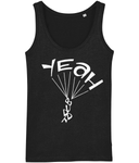 A great womens skydiver tank top in black with print of 'YEAH BUDDY' formed as a skydiver. It has a fitted style and consists of 100% organic ring-spun combed cotton. It is available in several colours and is a brilliant choice for the warmer days or under a zoodie!