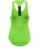 Green women's racer back vest with the BABE logo matching to the BASE range we have. It is made of sweat-wicking fabric and has elastic racerback with a curved hem and scoop neck. It has a very flattering cut for the female figure and will make sure to keep you cool, comfortable and moving freely during an active lifestyle.