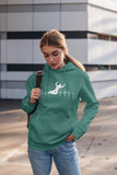 This jade hoodie is soft, smooth and stylish. It is the perfect choice for the cooler evenings, the early morning jump of when you want a bit extra. It has soft cotton faced fabric, double fabric hood with self colour drawstring and front pouch pocket. a heartbeat and basejumper printed on the front.
