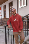 This red hoodie is soft, smooth and stylish. It is the perfect choice for the cooler evenings, the early morning jump of when you want a bit extra. It has soft cotton faced fabric, double fabric hood with self colour drawstring and front pouch pocket. a heartbeat and basejumper printed on the front.