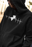 This black hoodie is soft, smooth and stylish. It is the perfect choice for the cooler evenings, the early morning jump of when you want a bit extra. It has soft cotton faced fabric, double fabric hood with self colour drawstring and front pouch pocket. a heartbeat and wingsuit jumper printed on the front.