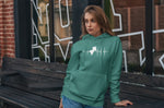 This jade hoodie is soft, smooth and stylish. It is the perfect choice for the cooler evenings, the early morning jump of when you want a bit extra. It has soft cotton faced fabric, double fabric hood with self colour drawstring and front pouch pocket. a heartbeat and wingsuit jumper printed on the front.