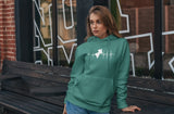 This jade hoodie is soft, smooth and stylish. It is the perfect choice for the cooler evenings, the early morning jump of when you want a bit extra. It has soft cotton faced fabric, double fabric hood with self colour drawstring and front pouch pocket. a heartbeat and wingsuit jumper printed on the front.