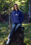 This navy hoodie is soft, smooth and stylish. It is the perfect choice for the cooler evenings, the early morning jump of when you want a bit extra. It has soft cotton faced fabric, double fabric hood with self colour drawstring and front pouch pocket. a heartbeat and wingsuit jumper printed on the front.