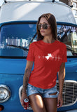 This unisex t-shirt in red is everything you have dreamed of and more. It feels soft and lightweight with the right amount of stretch. It is comfortable and flattering for both men and women and with heartbeat with a wingsuit jumper print on the front. Available in several colours.