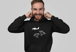 This black hoodie is soft, smooth and stylish. It is the perfect choice for the cooler evenings, the early morning jump of when you want a bit extra. It has soft cotton faced fabric, double fabric hood with self colour drawstring and front pouch pocket. It has an aircraft  and two ‘SEND IT’ shaped as a skydivers printed on front.