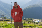 This red hoodie is soft, smooth and stylish. It is the perfect choice for the cooler evenings, the early morning jump of when you want a bit extra. It has soft cotton faced fabric, double fabric hood with self colour drawstring and front pouch pocket. It has a cliff and 'SEND IT' shaped as a jumper printed on front.