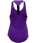 Purple women's racer back vest with the BABE logo matching to the BASE range we have. It is made of sweat-wicking fabric and has elastic racerback with a curved hem and scoop neck. It has a very flattering cut for the female figure and will make sure to keep you cool, comfortable and moving freely during an active lifestyle.
