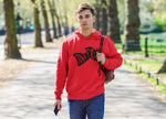 This red with black print hoodie is soft, smooth and stylish. It is the perfect choice for the cooler evenings, the early morning jump of when you want a bit extra. It has soft cotton faced fabric, double fabric hood with self colour drawstring and front pouch pocket. It comes in several different colours with different coloured prints.