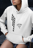 This white hoodie is soft, smooth and stylish. It is the perfect choice for the cooler evenings, the early morning jump of when you want a bit extra. It has soft cotton faced fabric, double fabric hood with self colour drawstring and front pouch pocket. It has a building and 'send it' shaped as a parachute printed on front.