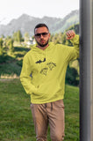 This yellow hoodie is soft, smooth and stylish. It is the perfect choice for the cooler evenings, the early morning jump of when you want a bit extra. It has soft cotton faced fabric, double fabric hood with self colour drawstring and front pouch pocket. It has an aircraft  and two ‘SEND IT’ shaped as a skydivers printed on front.