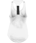 White women's racer back vest with the BABE logo matching to the BASE range we have. It is made of sweat-wicking fabric and has elastic racerback with a curved hem and scoop neck. It has a very flattering cut for the female figure and will make sure to keep you cool, comfortable and moving freely during an active lifestyle.