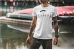 This white unisex t-shirt with black print is everything you have dreamed of and more. It feels soft and lightweight with the right amount of stretch. It is comfortable and flattering for both men and women and with heartbeat with a skydiver print on the front. Available in several colours.