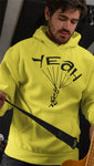 This yellow hoodie is soft, smooth and stylish. It is the perfect choice for the cooler evenings, the early morning jump of when you want a bit extra. It has soft cotton faced fabric, double fabric hood with self colour drawstring and front pouch pocket. It has 'YEAH BUDDY' shaped as a skydiver printed on front.